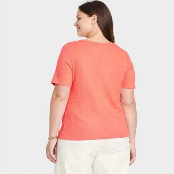 Ava & Viv coral blouse with front cutout - Picture 2 of 7